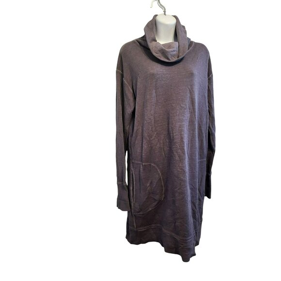ATHLETA Women's Eco Wash Turtleneck Sweater sweatshirt Dress Silver Bell Size L - Picture 6 of 6